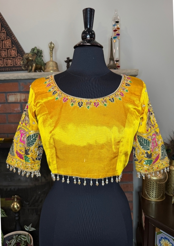 Yellow Zardosi Gajji Silk Blouse